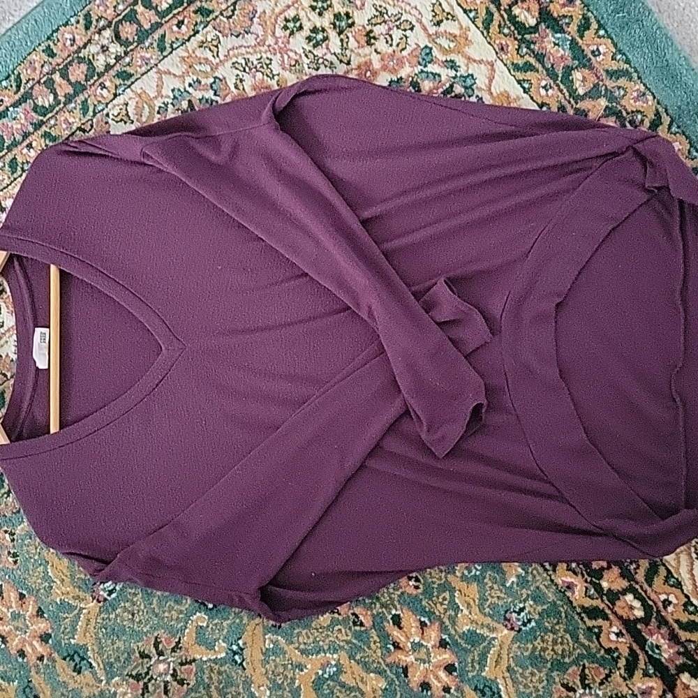 Aritzia Wilfred Free Dark Plum Thin and Long Asymetrical V Neck Sweater - Picture 5 of 5